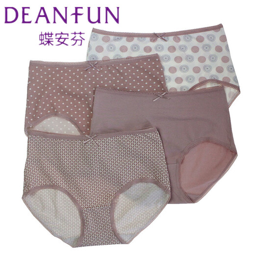 Die Anfen 4 price Die Anfen 13596 elastic cotton print comfortable medium and high waist lace cotton breathable women's boxer underwear _color can be noted random 3 color matching 4 L _160 suitable for weight 100-115