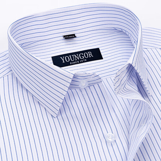 
Yager short-sleeved shirt for men 2025 new middle-aged casual high-end ironing pure cotton striped casual white shirt orchid DX6623 38