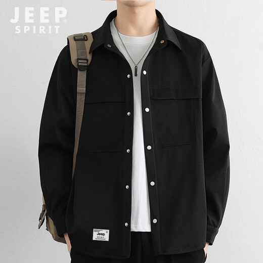 JEEP SPIRIT Jeep long-sleeved shirt men's spring casual jacket men's loose and versatile long-sleeved shirt trendy men's tops men's clothing