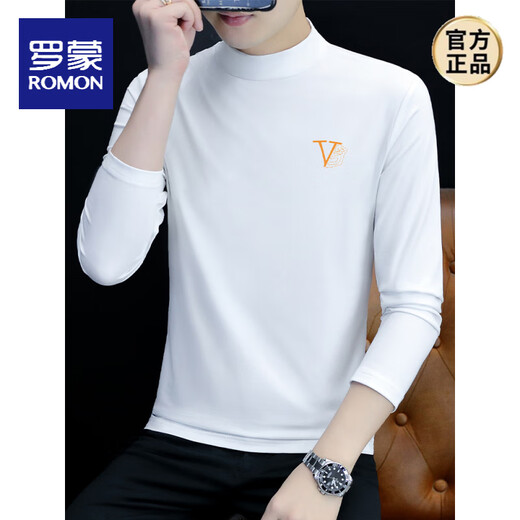Romon Pure Cotton Half Turtleneck Wase Base Wass Camiseta de manga larga para hombres Camiseta de colección de colas de medio cuello y otoño para hombres fuera de la ropa de otoño LH-PYPC6187 Charcoal Grey M [sugerido 100-115 Jin [Jin equivale a 0.5 kg]]