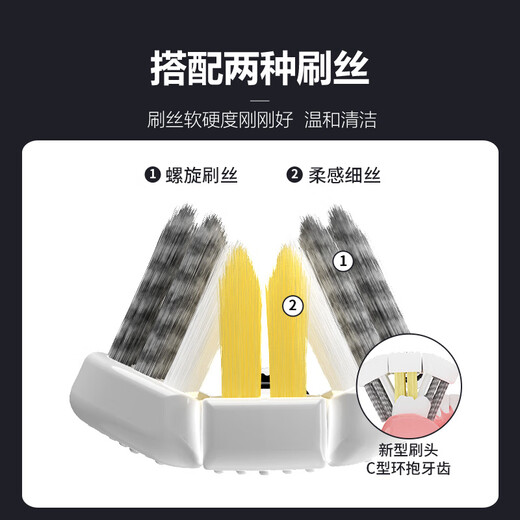 INNOCCY adult medium hair three-sided toothbrush three-sided brush head cleaning oral spiral hair men and women universal wrapped curved brush three-sided toothbrush 1 box 2 pieces