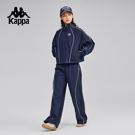 Kappa (Kappa) back-to-back 2025 new outdoor sports jacket women's retro stand-up collar jacket cardigan top K0F42JJ01 Dark Night Blue Black-906 XS