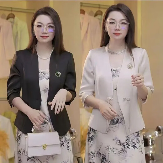 
Small suit for women in spring and summer new slim suit dress suit temperament, fashionable and versatile, intellectual 9193#-Black two-piece set [suit + printing hang 2XL [132-145Jin[Jin equals 0.5 kg]]