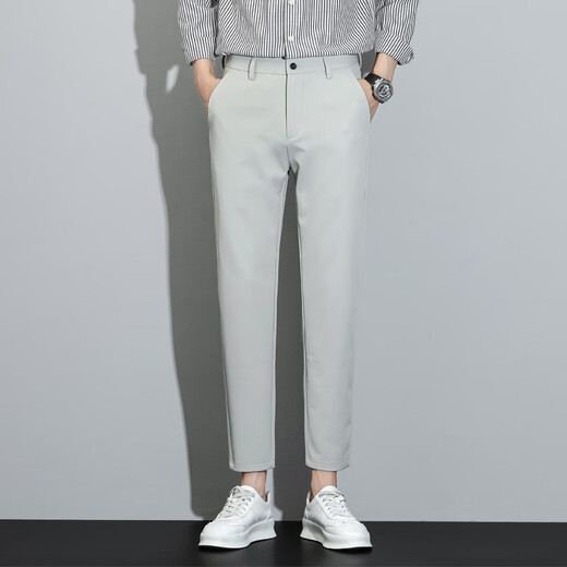 Septwolves (septwolves) broken code 2025 new spring men's casual pants Korean style trendy nine-point suit pants high-end straight slim pants g9902 black 28 waist circumference two feet one