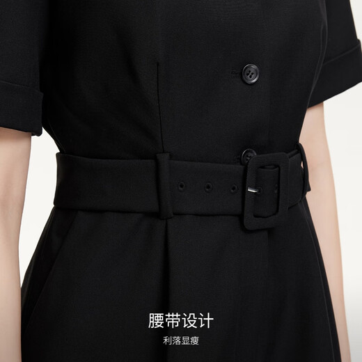 VEROMODA 连体裤女2025春季新款翻领腰带设计双侧假口袋休闲百搭325178001