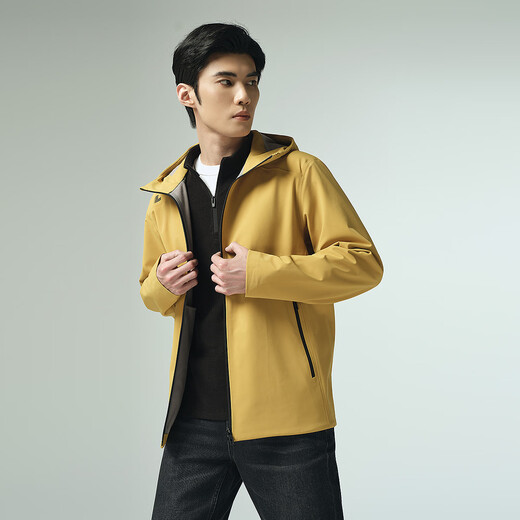 Lilang Windbreaker Men's Jacket Hooded Waterproof Jacket Men's Autumn 2025 New Business Commuting Outdoor Men's Jacket Sallow (G5QFY8213Y) XL 175/92A