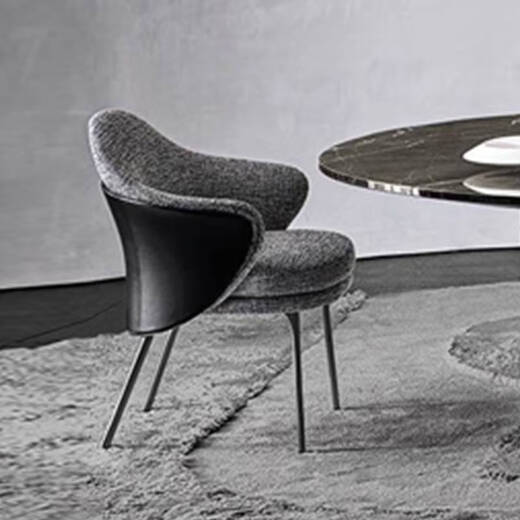 
Sanqihu light luxury dining chair postmodern minimalist home desk chair Nordic Italian Anji chair model room backrest armchair veneer 208822+F14701