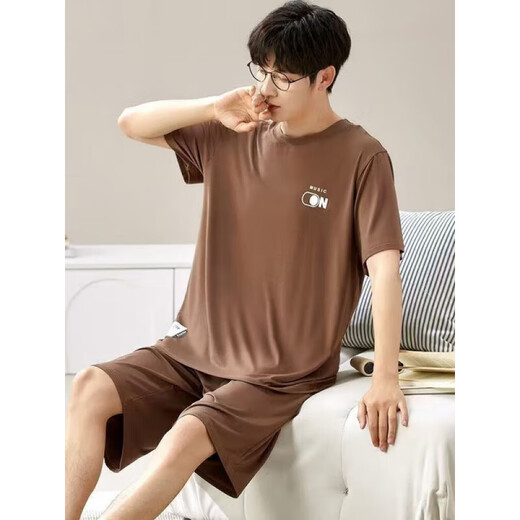 Liumanli Modal kurzärmelige Shorts für Männer im Sommer lose plus großer Dünner Pyjamas Sommer-Hausanzug 6624 Herrenhauskleidung 4xl [Empfohlen 180-220jin [Jin ist gleich 0,5 kg]] und große Größe großer Größe