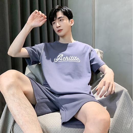 木笛箫睡衣男夏季短袖短裤棉质青少年初中学生套装男款家居服胖子 HDE9928 L