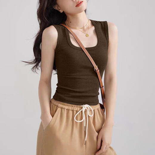 
Slim fit and slim suspender vest for women in summer 2025 new versatile large size fat MM sleeveless short base top K10-dark gray 2XL Recommended weight 130-150Jin [Jin equals 0.5 kg]