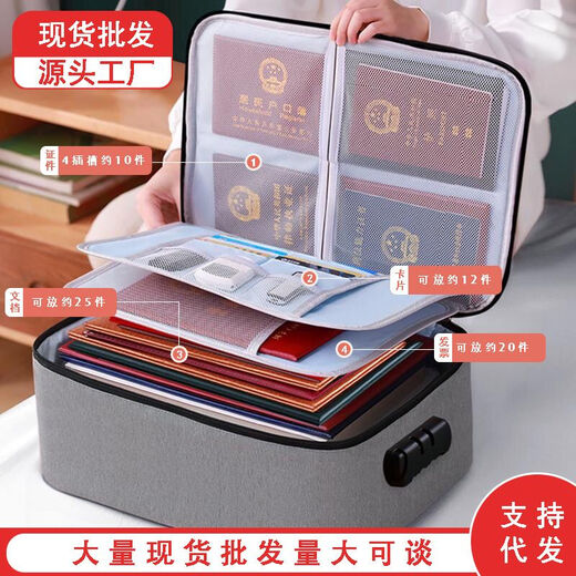 Bolsa de pasaporte de tela Oxford de gran capacidad sin licencia Bolsa de pasaporte de la carpeta Bolsa Handheld Grey 3 capas sin bloqueo