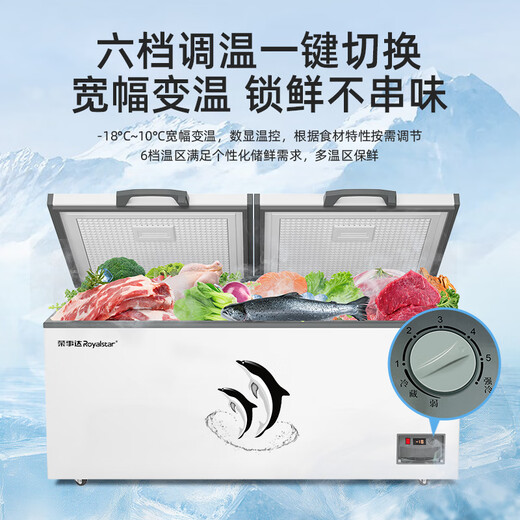 荣事达（Royalstar）冰柜商用大容量全冷冻卧式冰柜家用冷藏冷冻两用冷柜双温商用大冰柜冷冻柜展示柜 718单温铜管 【一级能效 数显温控】