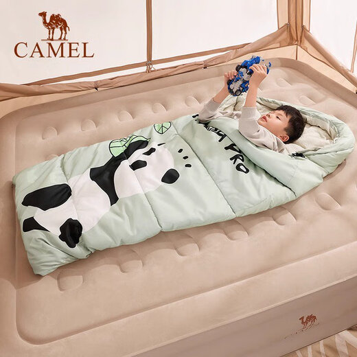Camel panda outdoor children's autumn and winter sleeping bag in large children's anti-kick quilt portable students' lunch break camping dirty bag 20-12164BAF5643 oat color children's adult