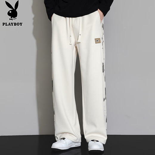 Playboy (PLAYBOY) pants men's casual pants men's straight autumn and winter wide-leg trousers loose high-end sports trendy sweatpants