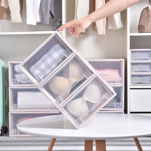 Vinoya Clothing Storage Box Plastic Storage Box Drawer Transparent Wardrobe Storage Box Underwear Storage Box Clothing Organizer C3523 Depth 45 Width 35 Height 23 Meter gray transparent one-pack