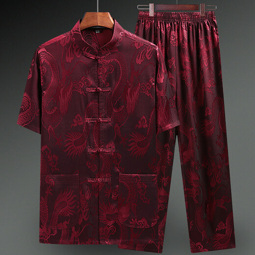 Les vêtements tangs à manches courts de Li Shangduo de Li Shangduo sont les vêtements d'été du grand-père de l'âge moyen et le grand-père des vêtements de grand-père de l'âge moyen et de style grand-père de style chinois.