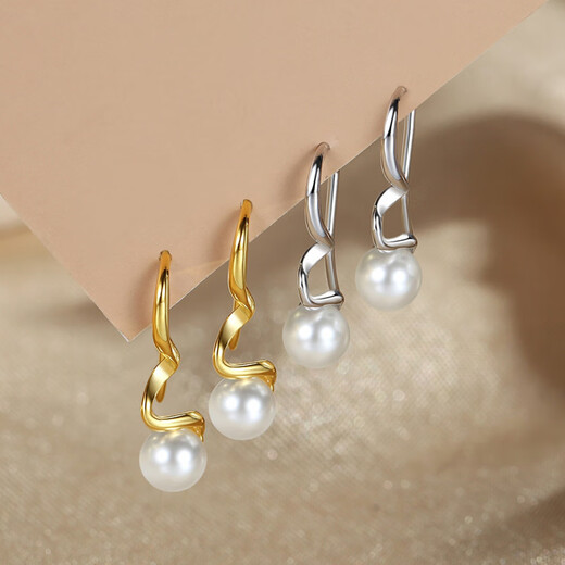 Chow Tai Fufu Einkaufszentrum Gleiche S925 Silber Twist rotierende Ohrringe für Frauen Mode einfache Design Geometrische Linien Ey679 Platin 925 Silber