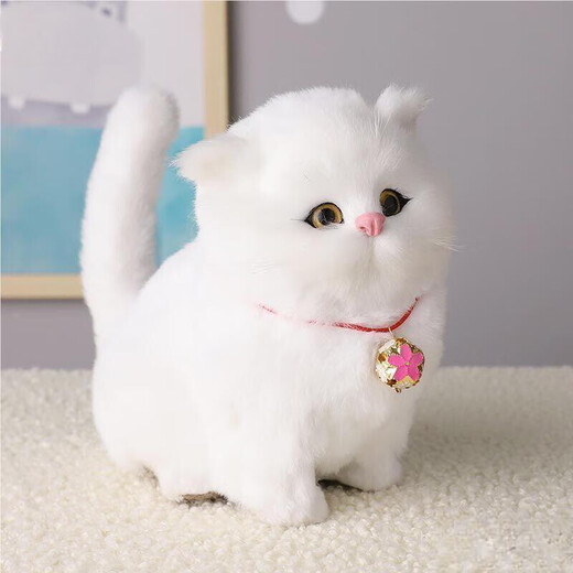 Spielzeugkatzen können von einem Kätzchen Electric und Mobile Cat Cat Cat Haustier Kindertagsgeschenk für Pure White Cat + Imitation Haare + Yell + Bell genannt werden