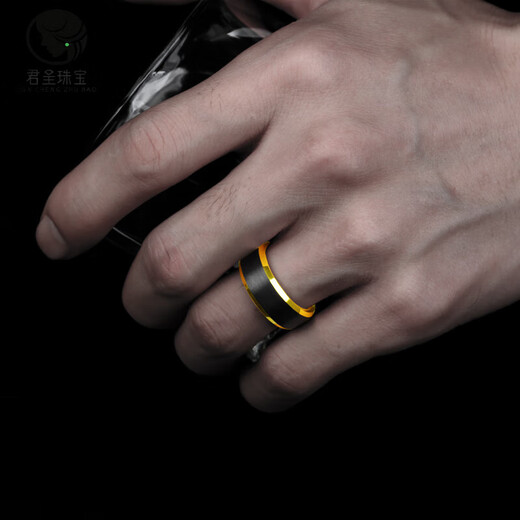 Anmi Love Tungsten Steel Ring Black Men's Fashionable Personality Trendy Single Index Finger Domineering Non-Fading Ring No. 8