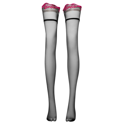 Lai Mi Runsi Lai Mi Barbie series letter embroidered stockings women's stockings summer silky high stockings black M F (155-180c)