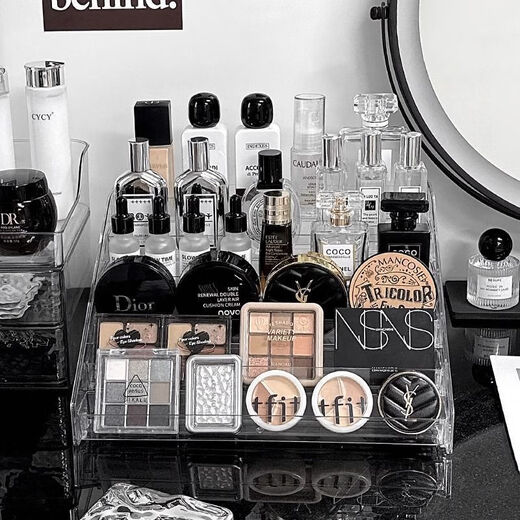 KAMAN cosmetics storage box transparent acrylic storage rack dressing table ladder skin care products eye shadow palette perfume display rack seven layers transparent/storage rack 1