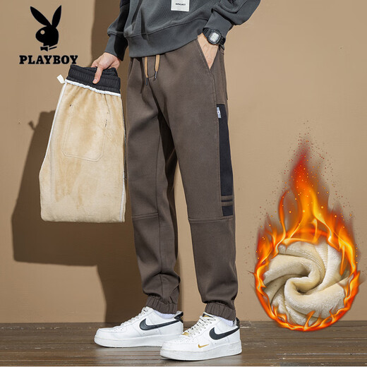Playboy (Playboy) 2025 Frühlings- und Herbst-Neukörpersport- und Casualhosen-Sommer-Sommer-Lose-Arbeitshosen Männer vielseitige Hosen Kaffee M [Vorgeschlagen 90-105jin [Jin gleich 0,5 kg]]