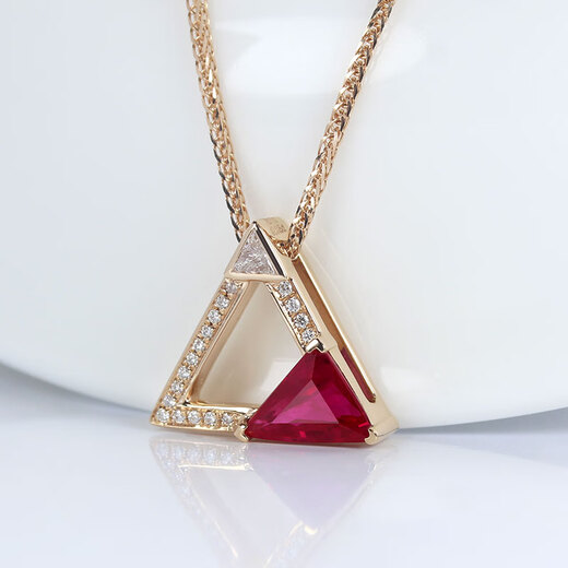 HEEKAIYI Ruby Necklace for Women Pigeon Blood 18K Gold Diamond Pendant Chinese Valentine's Day Birthday Gift for Wife and Girlfriend <Supports Customization> 94 Points Pendant + 18K Gold Chain