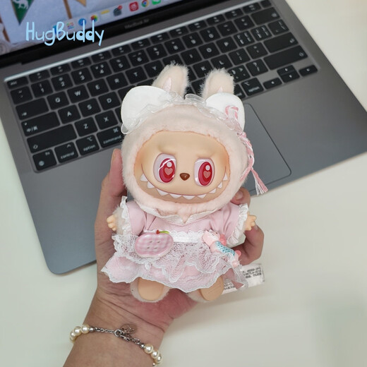 抱抱布迪拉布布labubu三代套装娃衣一代二代挂件衣服正版 淡粉蕾丝连衣裙