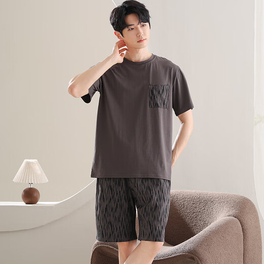 Pajamas para hombres Los pantalones cortos delgados de verano de manga corta modales de verano para hombres jóvenes y los estudiantes pueden usar afuera en casa ysx9717 4xl