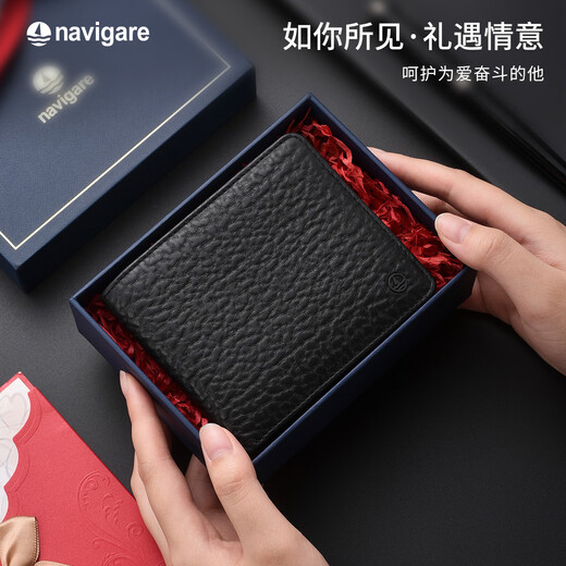 
Navikell Italian small sailboat men's wallet short top layer cowhide practical multi-card position birthday gift birthday