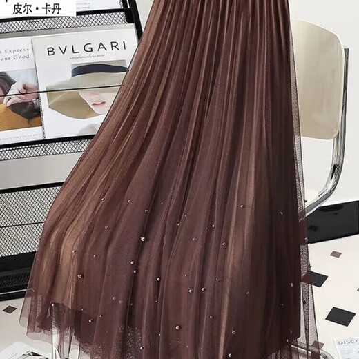 Falda de malla de hada de primer tamaño de primer tamaño Diseño plisado de longitud media 2025 Nuevo estilo gris (longitud de falda 82 cm) M 80-120Jin [Jin equivale a 0.5 kg]