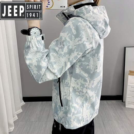 JEEP SPIRIT潮牌单层冲锋衣男女春秋薄款防水透气旅行外套户外徒步运动登山服 女款--紫色 4XL
