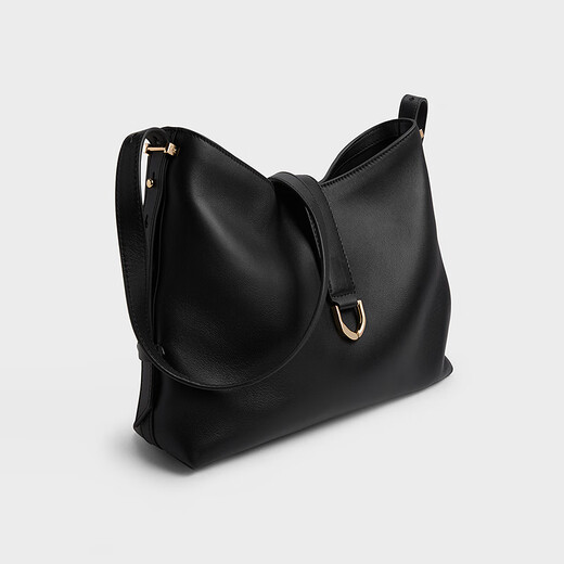 Charles/Keith25 Summer Nuevo producto de piel de oveja suave Single Shoulder Crossbody Bag Bag SL2-40681199 Negro M
