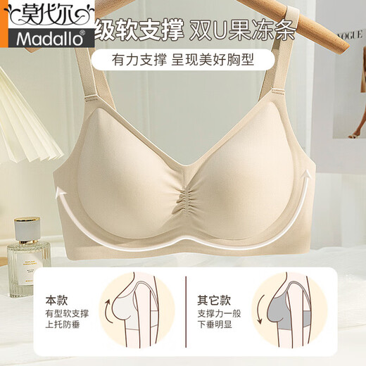 莫代尔无痕内衣女夏季薄款大胸显小文胸罩2025新款爆款聚拢收副乳防下垂 奶咖【升级版2代】 M 34/75BCD