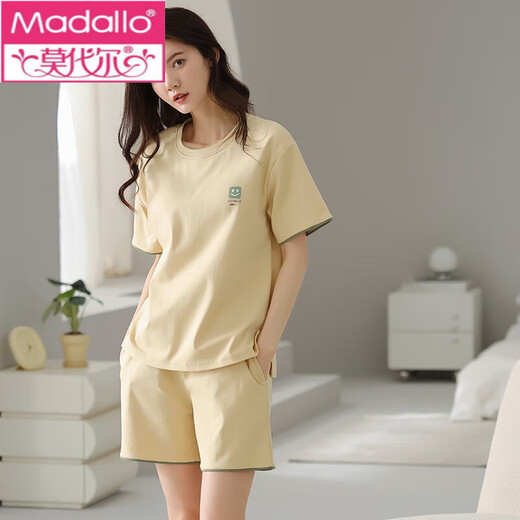 Modal Pyjamas für Frauen, Sommer-Baumwollshorts, einfache lässige Baumwollstil, Frauen können Home-Kleidungsanzüge außerhalb von 9859 tragen [Baumwolle] XL empfohlen 120-140jin [Jin entspricht 0,5 kg]