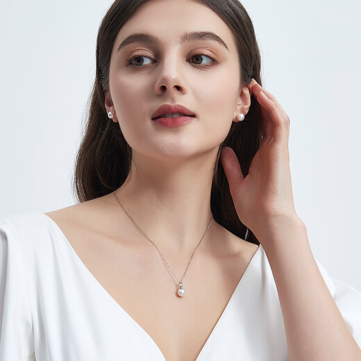 Duyi Mirror Aurora 18K Gold Fashionable Small Bottle Design Seawater Akoya Pearl Pendant Single Clavicle Chain Aurora Style (Specially Selected Heavenly Girl Pearlescent) 8-8.5mm