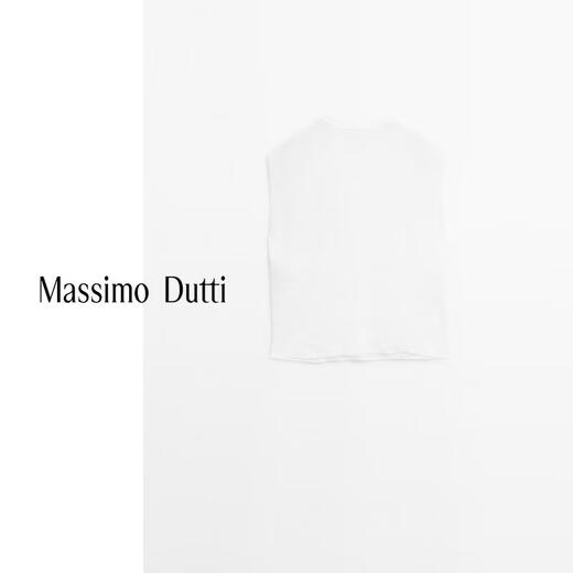 Massimo Dutti discount upgrade 2026 women's commuter versatile style linen blend crocheted short-sleeved shirt 05143743 White S (170/88A) size is too large