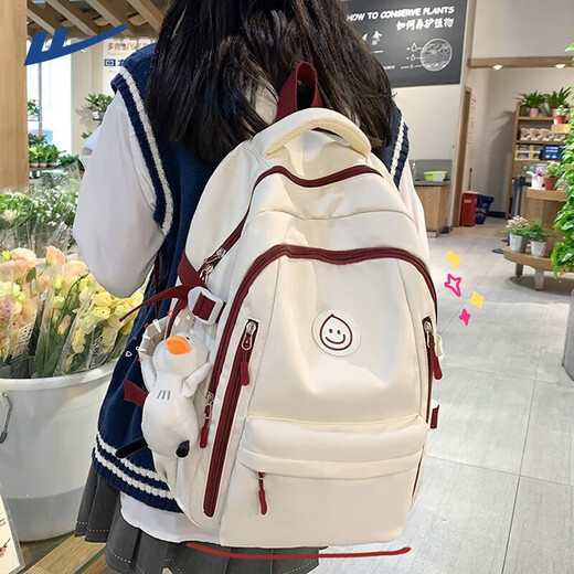 Huali junior high school students' schoolbags large capacity backpacks for grades 7-9 female high school students with good looks, simple and versatile backpacks