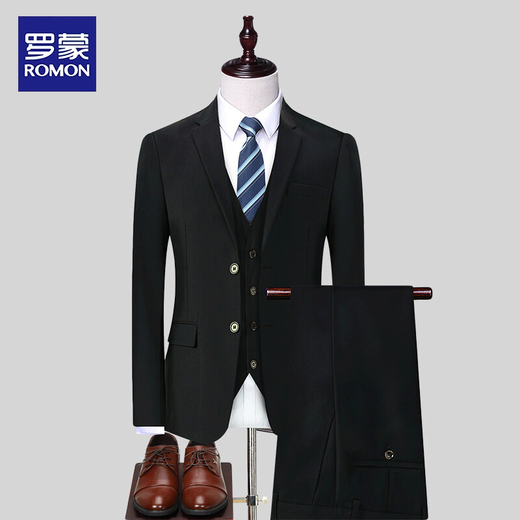 Luo Meng suit men's Korean style slim coat groom wedding dress business professional formal small suit men black single suit XL