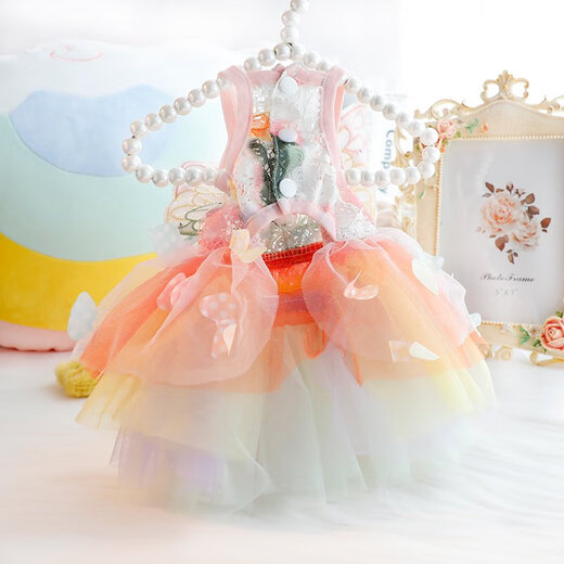 Vêtements pour chiens Cat mince chat jupe arc-en-ciel papillon coloré bouffant petit chien en peluche en peluche 4867 papillon rose ne peut pas être démonté xl est approximativement adapté à 11-15 Jin [Jin est égal à 0,5 kg] 2 pièces 95% de réduction