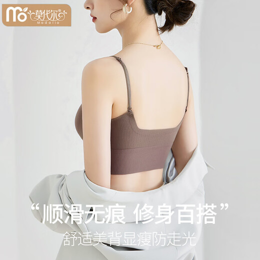 Modal Small Breast Push Up Fixed Cup Underwear Women's Thickened Thick Shoulder Suspenders Beautiful Back Seamless Inner Bottoming Vest Bra Black M 1.5C Thin Cup 85-125Jin Jin is equal to 0.5kg