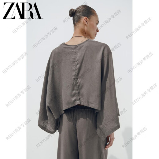 Zara Summer New TF Damen Asymmetrisches Design V -Ausschnitt Weites langes Offizielles offizielles Flaggschiff authentisch dunkelgrau XS -S (165/84)