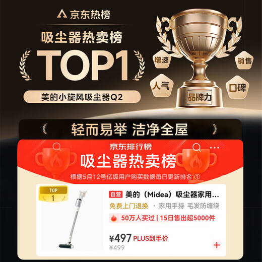 Midea Cordless Vacuum Cleaner Household Vacuum Cleaner Household Pet Handheld Vacuum Cleaner Large Suction Lightweight Car Mount Long Battery Life Carpet Cat Hair and Dog Hair Cleaner Popular Upgrade Q2