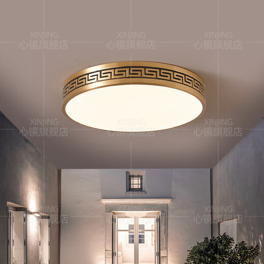 Heart mirror full copper outdoor ceiling light villa door light Chinese balcony entrance hall aisle anti-mosquito entry door light X3891-400/square