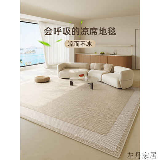 Chuangjingyi Selected Carpet Living Room 2025 New No Washable Wipeable High-end Living Room Carpet 2025 New Cool Floor Mat Summer Ice Wire Yimu-15780 150cm*200cm [Scratch-resistant and wear-resistant]