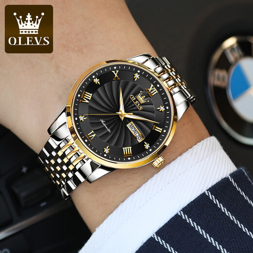 Schweizer authentisch zertifizierter Code Vollautomatischer mechanischer Herren Uhr Waterdes leuchtend trendy und vielseitige Herrenbeobachtung Steel Belt-6630 Herren Uhren-Gold-Grey-Oberfläche