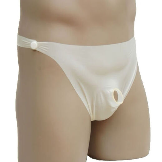 Gui Ruo underwear men's transparent latex underwear sexy hollow exposed rubber pants cool safety pants thong liquid-proof