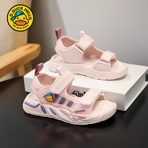 G.Duckkids Little Yellow Duck Girls Sandals Summer 2025 Nuevo estilo pequeño y mediano Soft Soft Sole Summer Summer Summer's Beach Beachs 6228 Negro y verde 26 _inner Longitud 16.5cm