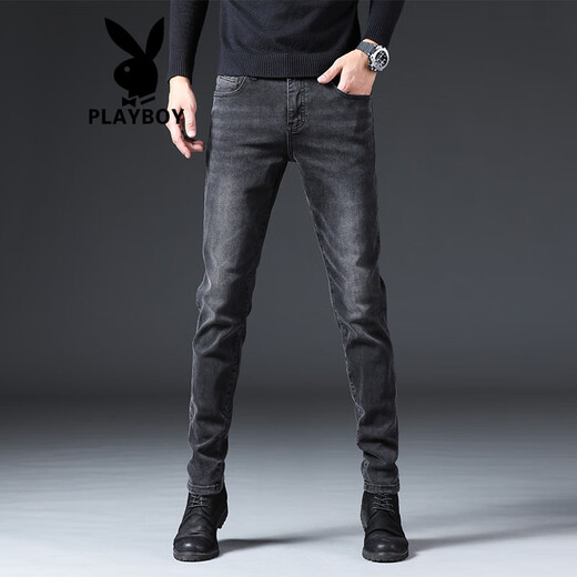Playboy (Playboy) Hong Kong High-End-Sommer-Schwarze Jeans 2025 neuer elastischer schlanker, gerade Füße koreanische Version Langes Hosen Gray 1049 Gray 28