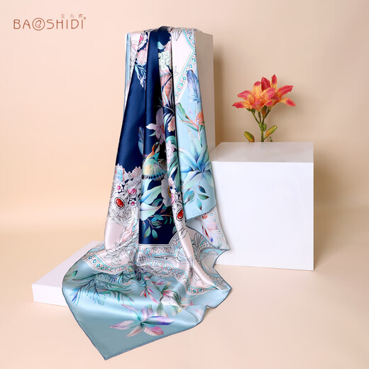 Gem butterfly silk scarf Hangzhou silk mulberry silk scarf shawl female mother birthday gift female red gift box blues verse